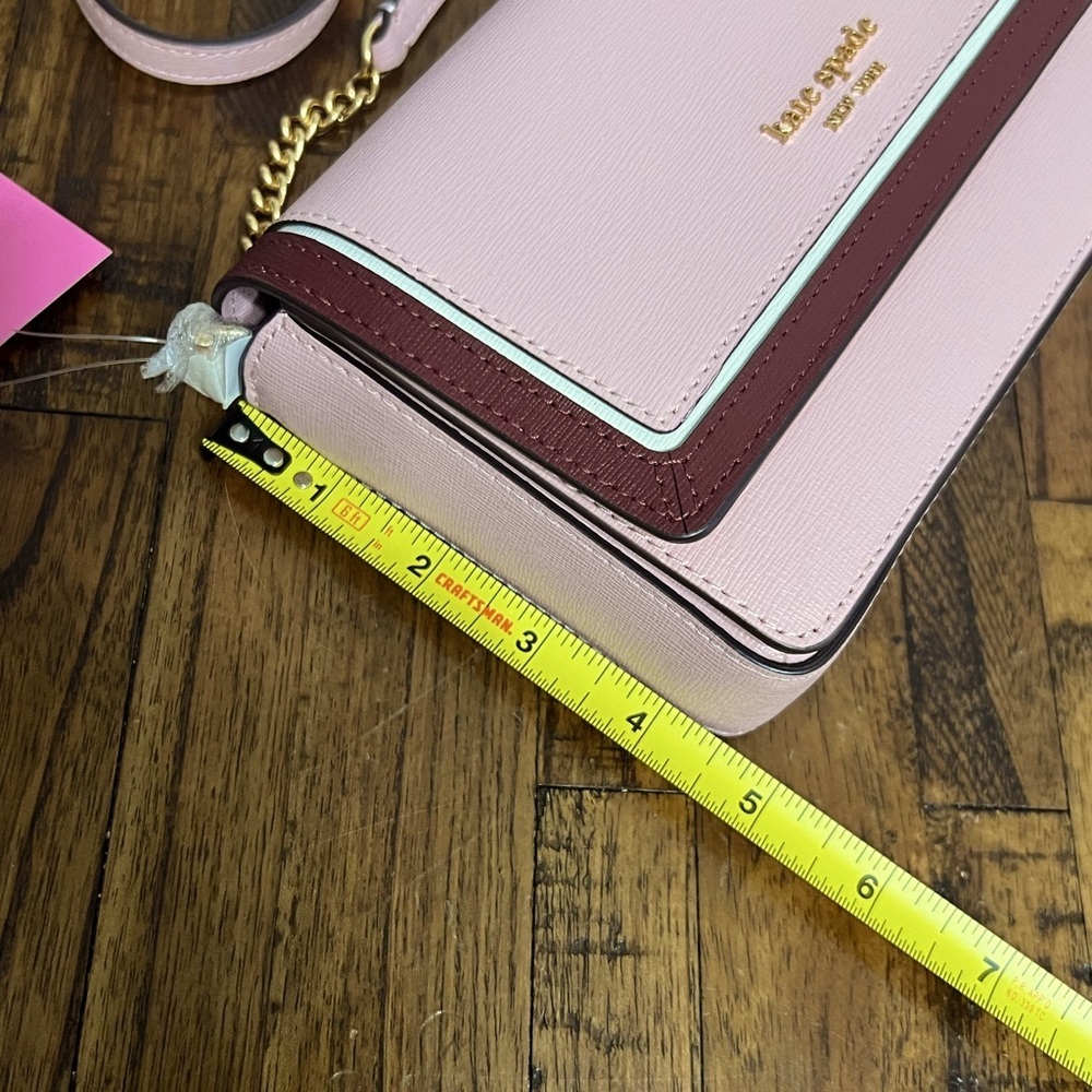 Kate Spade Crossbody Morgan dogwood colorblock saffiano peachy pink burgundy - Picture 12 of 13